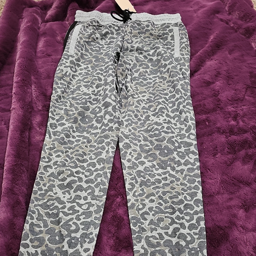 Enough About Me... Gray Leopard Print Joggers